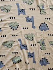 Baby Berry DINOSAUR Blanket Comforter. BABY WRAP. Green Blue Dinosaurs. Beige