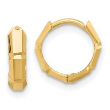 14k Yellow Gold Polished Huggie Hoop Earrings L-10.73mm, W-10.85mm for Mom