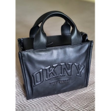 DKNY Tragetasche Leder schwarz Logo bestickt ...