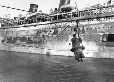 Dickenson Hoover of U S Steamboat Inspection Service leaves S S Mo- Old Photo
