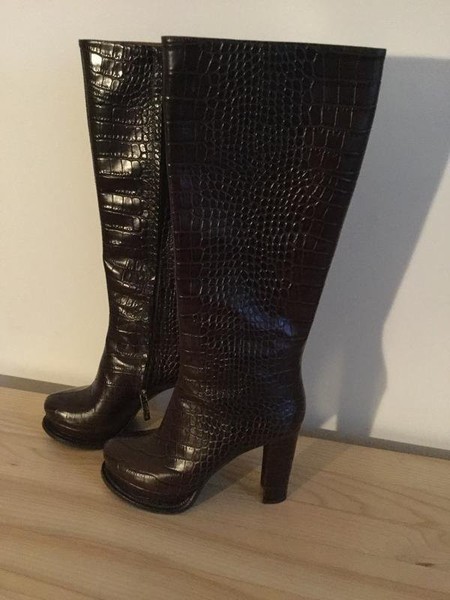 Women Pollini Boots Brown Leather 39