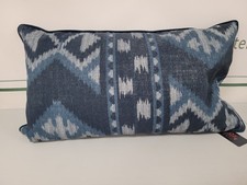 Image of Bedeck of Belfast Dhaka Cushion, Blue Chambray 70 x 40cm RRP £45.00