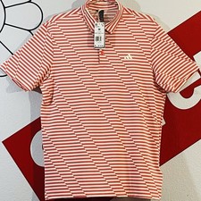 New With Tags Adidas Ultimate365 Mesh Orange Striped Polo Shirt Men  s Size M