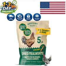 Organic Dried Mealworms - 5lb Non-GMO High-Protein Treat for Birds Ducks