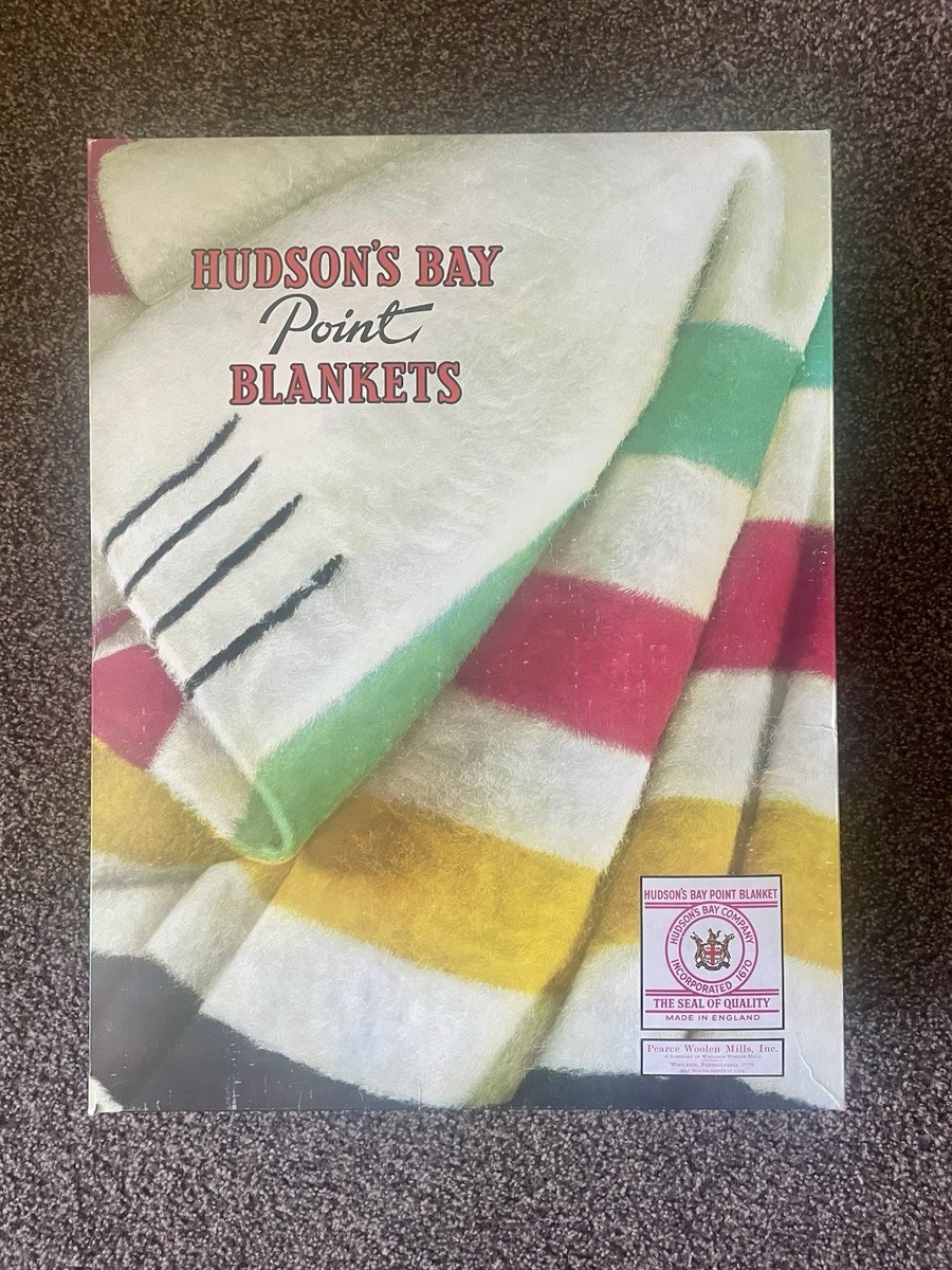 Vtg Hudsons Bay Point Co. 4 Point Blanket Wool Made In England