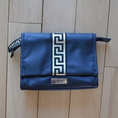 NWOT Versace Fragrances Clutch Cosmetic Bag Black Gold