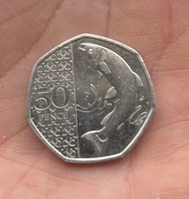 King Charles III Atlantic Salmon 50p Coin / 2023 / No Privy Mark / Circulated - Available on eBay