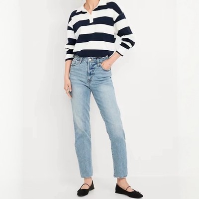 {Old Navy} ''High Rise OG Straight'' 8 Light Blue Tapered Stovepipe Jeans WJ553