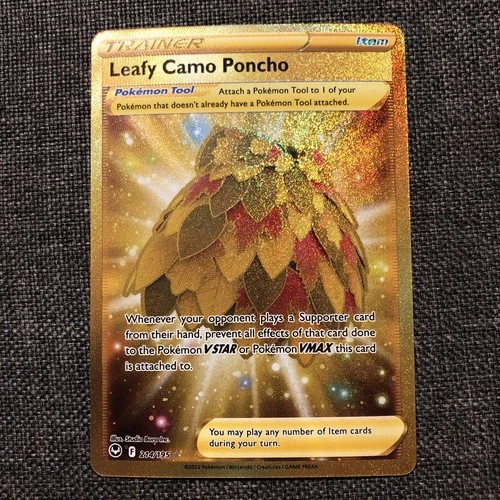 Pokémon TCG Leafy Camo Poncho 214/195 Silver Tempest Gold Secret Rare