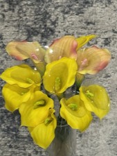 11 New Artificial Calla Lily Stems Yellow  Pink Floral Decor