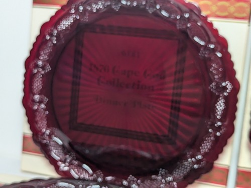 Avon 1876 Cape Cod Ruby Red Glass Vintage Dinner Plate Lot 10.75" Set of 8 - Picture 12 of 19