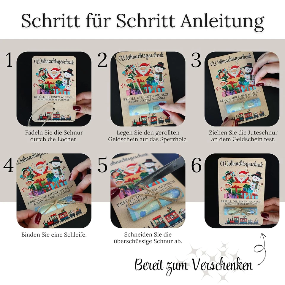Verpackung für Geldgeschenke zur Taufe - bunter Druck Holz - Bild 4 von 4