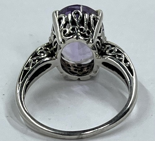 Kabana Vintage Sterling 925 Oval Amethyst Filigree Size 8.5 Ring (1659) - Picture 8 of 8