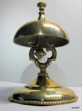 Antique Ornate Victorian Brass Well Worn Silver Plate Hotel Or Dinner Bell