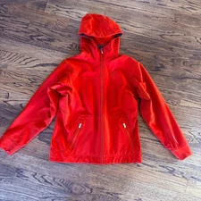 Black Diamond Crag Soft Shell Hooded Polartec Windbloc Jacket Mens Sz Med Orange