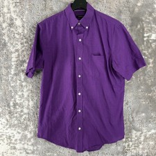 Van Heusen Size S 14-14.5 Classic Fit Checker Casual Button Shirt Purple Collar