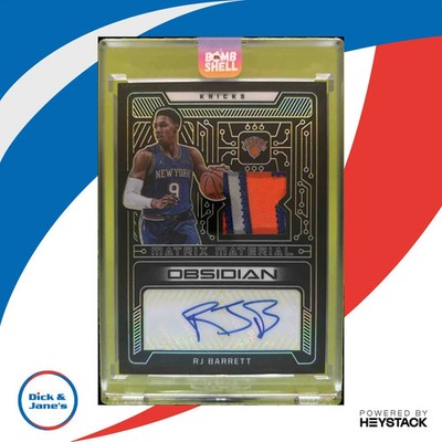2021-22 Obsidian RJ Barrett Matrix Material Autos Electric Etch Yellow 9/10 Auto