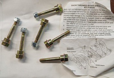 AYP 188243 Shear Bolts for Snow Thrower Auger Pack of 6 *
