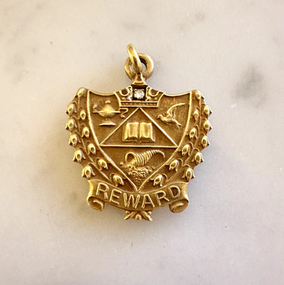 Spies Brothers Academic Reward Medal Gold Filled w/ Diamond Excellent Condition