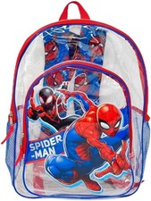 Marvel Spider-Man Clear Transparent 16" Backpack Stadium School Bag Mesh Pockets