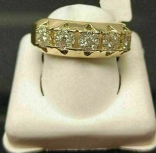 Men's 2.50Ct Lab-Created Diamond Engagement Wedding Ring Band 14K Yellow Gold Fn