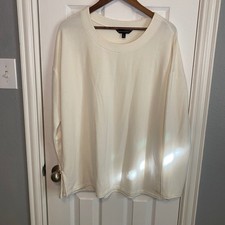 Banana Republic Sweatshirt Top Womens XL Ivory Cream Crew Neck Long Sleeve