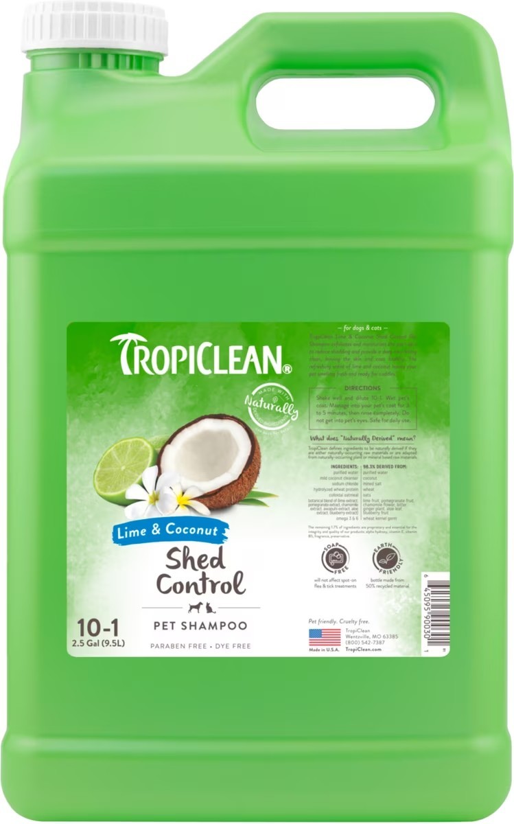 TropiClean Lime & Coconut Deshedding Dog Shampoo, 2.5-gal bottle