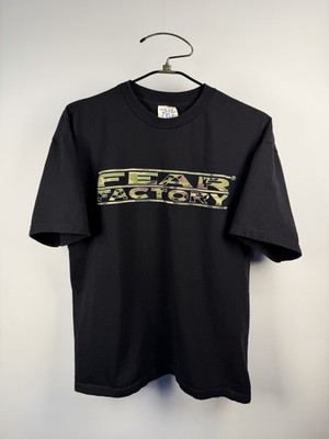 Vintage 1998 Fear Factory Rare Camouflage Logo Nu Metal Rock Blue Grape XL 24x28