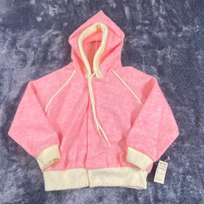 Vintage 70s JCPenney NOS Toddle Time Hoodie 2T Pink White Unisex USA Terry Cloth