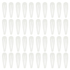 40 Counts White Color Metal Snap Hair Clips 2 Inch Barrettes for Women Accessori