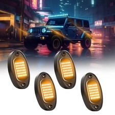 Rock Lights Ultra Bright LED Neon Underglow Lights Waterproof 4 Pods Yellow