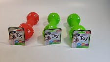  3 Vinyl Rubber Dumbbell Squeaker Dog Toy 8.5 in