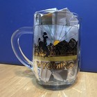 Vintage Wyoming Souvenir Clear Glass Mug Cup Handle Cowboy Bronco Mountains USA — photo 1