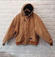 VTG Walls Workwear Duck Canvas Jacket Mens XL Brown Hooded Full-zip Heavy Grunge