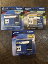 Brand New Brother P-TOUCH 12mm 1/2" Label Tape, 4 Cartridges, See Pictures