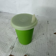 Vintage Tupperware Green Sippy Cup Bell Tumbler 109 Clear Flat Sipper Seal Lid