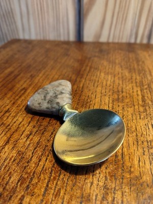 Handgefertigter Vintage Messing Caddy Löffel mit poliertem Granit Griff