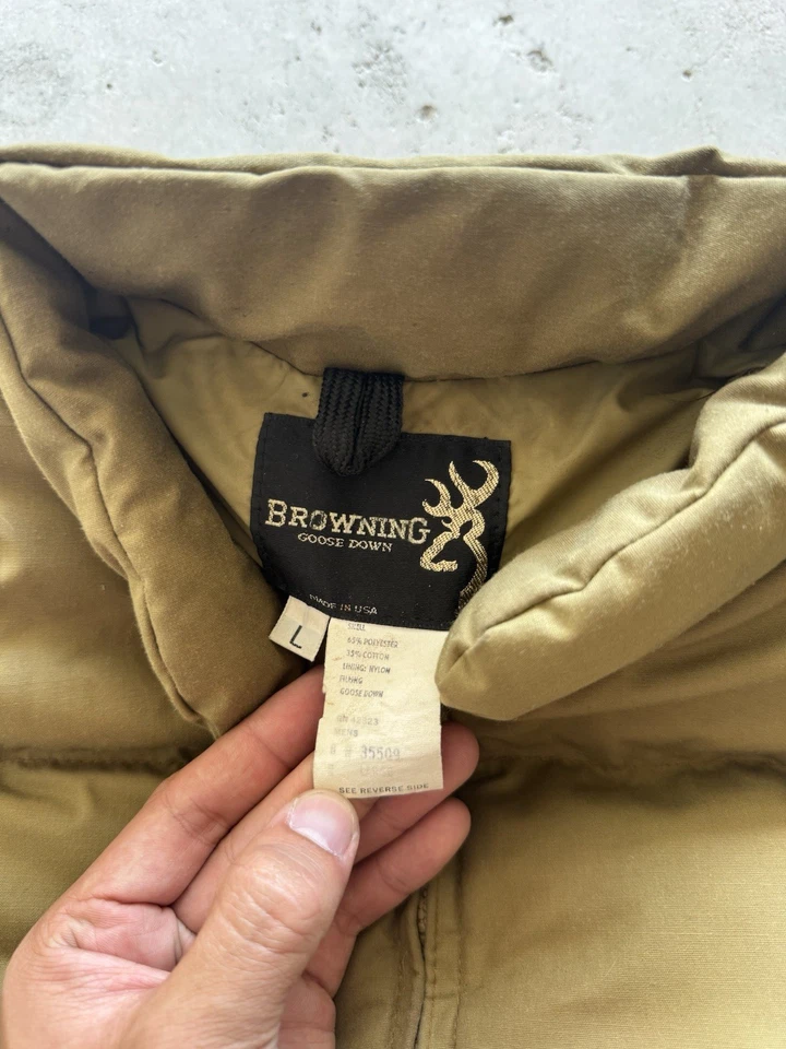 Browning Puffer 背心男式鹅绒绝缘狩猎户外-美国制造-L — 第 3/4 张图片