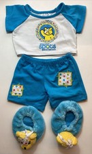 Build a Bear BBC Pudsey Blue Set PJ's Shorts Top Slippers Children In Need Spots