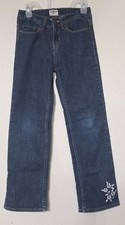 Vintage Y2K Girl's Jeans OshKosh Floral Embroidered Size 10 Denim Straight Leg