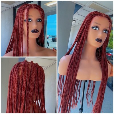Braided Brown Box  Braids on a full lace wig.length is 28  READY TO SHIP.