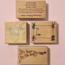 Lot of 4 HAPPY BIRTHDAY - TO/FROM Wood Mounted Rubber Stamps - Lot 5 GRP 6