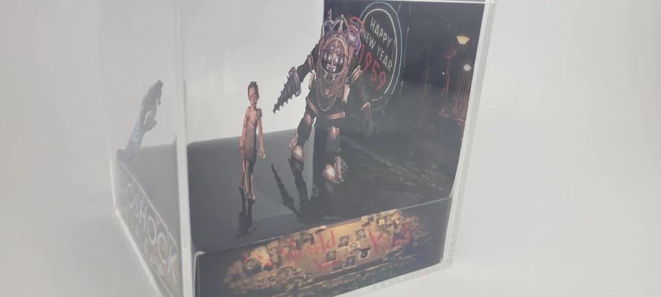 BioShock Retro 3D Cube Handmade Diorama Big Daddy Video Game Shadowbox - Image 3 of 4