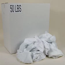 Zoro Select G211050pc Recycled Cotton Sheeting Cloth Rags, 50 Lb Box, Sizes