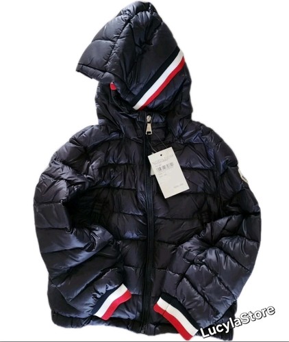 MONCLER GIROUX WATER RESISTANT DOWN PUFFER JACKET KIDS' 100 GRAM HOOD Navy NEW - Picture 10 of 24
