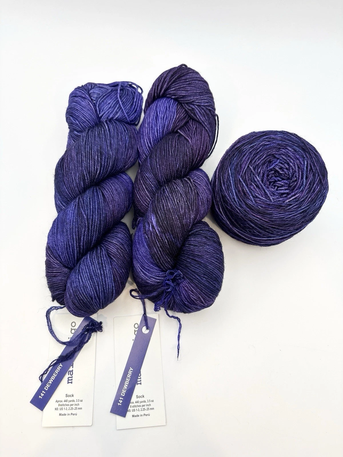 Lot of 3 Malabrigo Sock TONAL PURPLE Dewberry 440yds Fingering Merino image 1