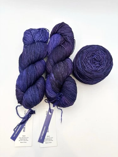Lot of 3 Malabrigo Sock TONAL PURPLE Dewberry 440yds Fingering Merino - product listing photo