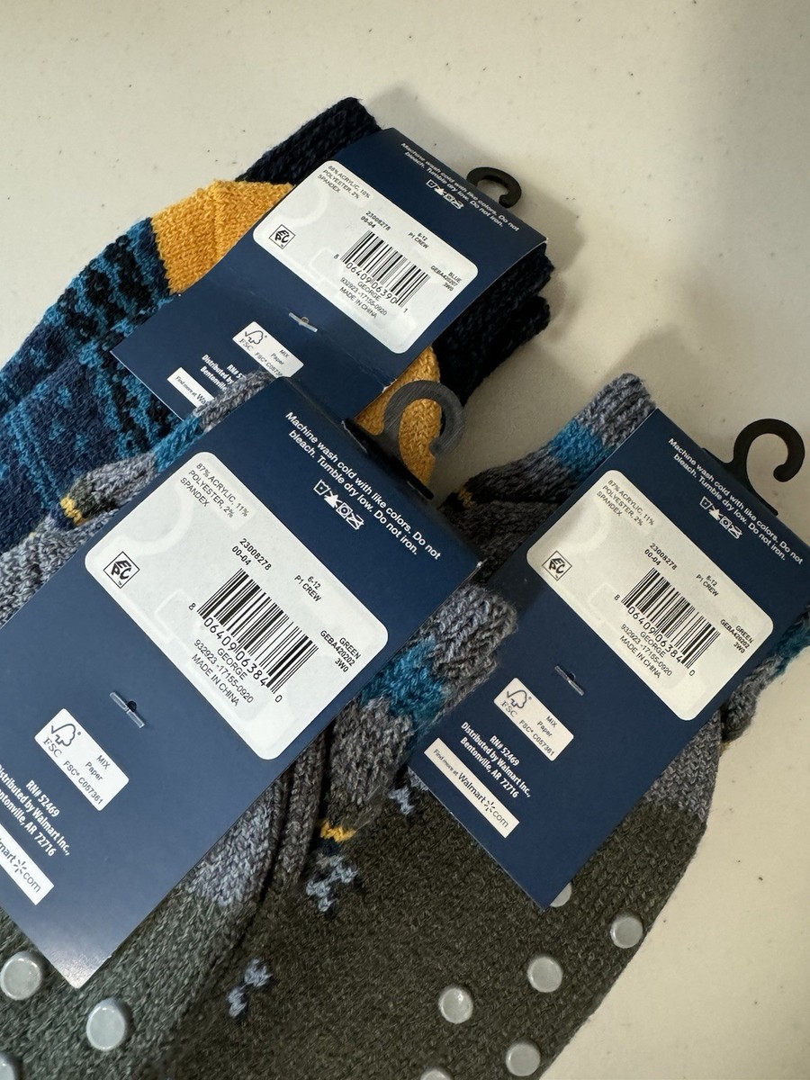 3) George Thermal Socks Men Size 6-12 Thermal Lining Non-Slip