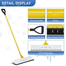 29in Wide Snow Pusher Shovel Plow Blade for Driveways Yellow & White