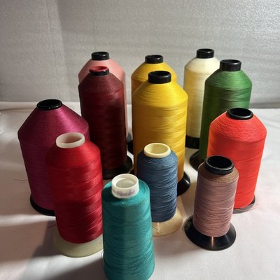 (12) Nylon Industrial Sewing Thread Cones Multicolor Lot for Sewing